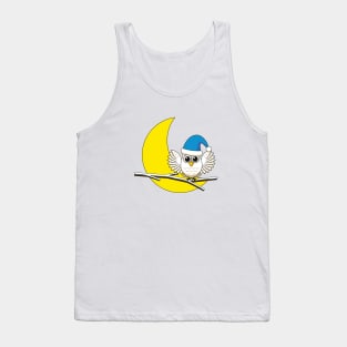 Snowy Owl in a New Moon Winter Night Tank Top